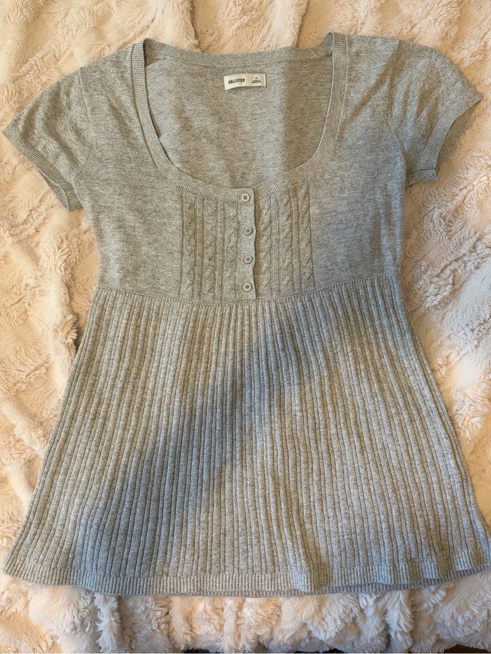 hollister grey babydoll knit top